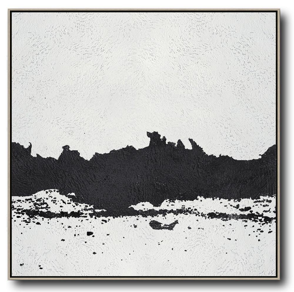 Minimal Black and White Painting #MN142A - Click Image to Close